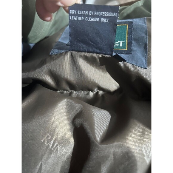 Rainforest Men’s Vintage Down Winter Puffer Parka size L Leather Collar Navy - Picture 8 of 11